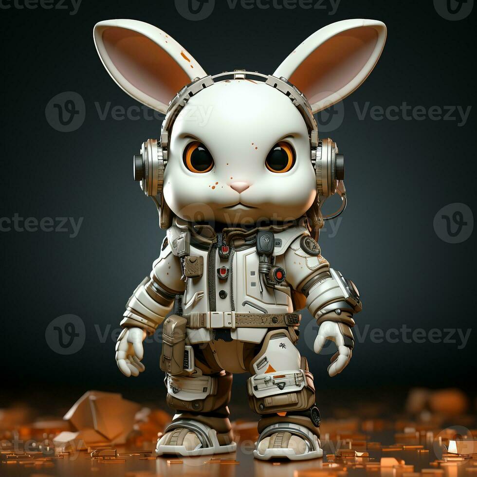 AI generated 3d robot rabbit photo