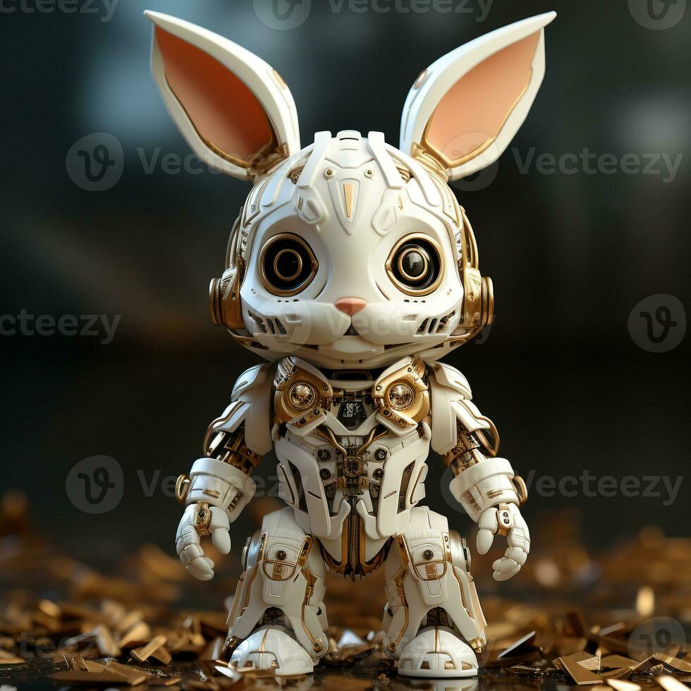 AI generated 3d robot rabbit photo