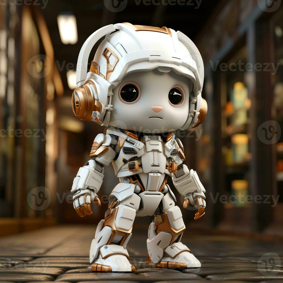 AI generated 3d robot rabbit photo