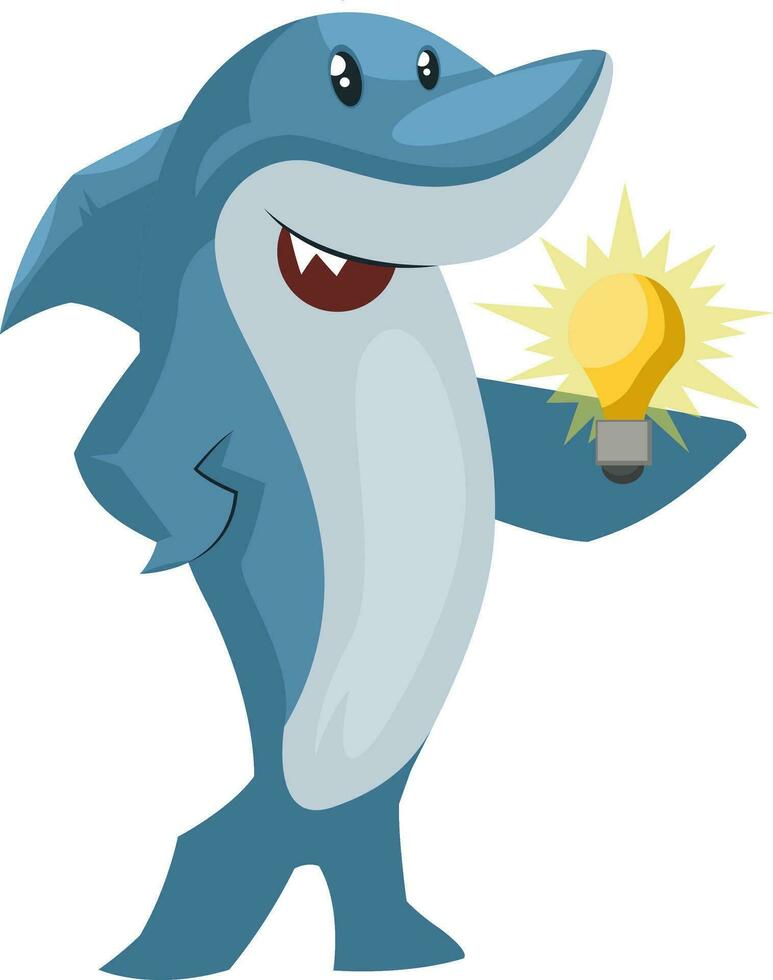 Shark with idea, illustration, vector on white background.