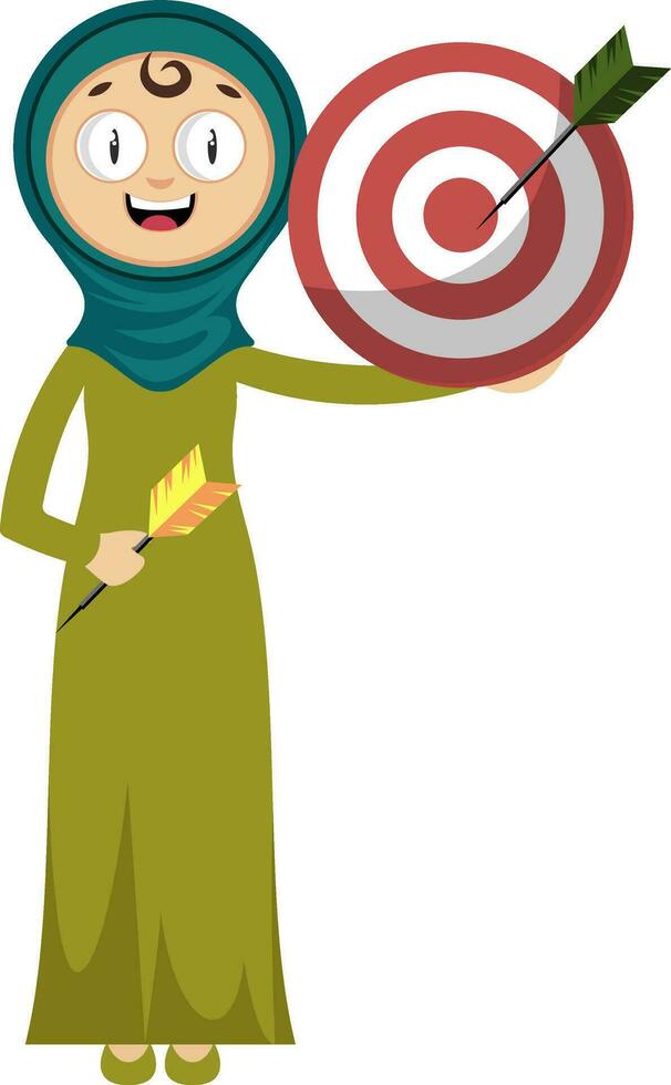 Woman with target, illustration, vector on white background.