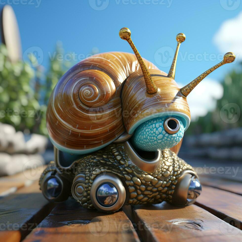 AI generated 3d robot snail photo