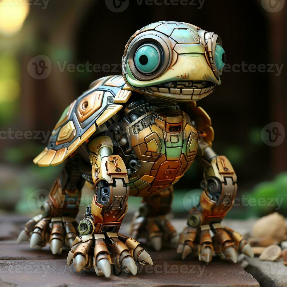 AI generated 3d robot turtle photo