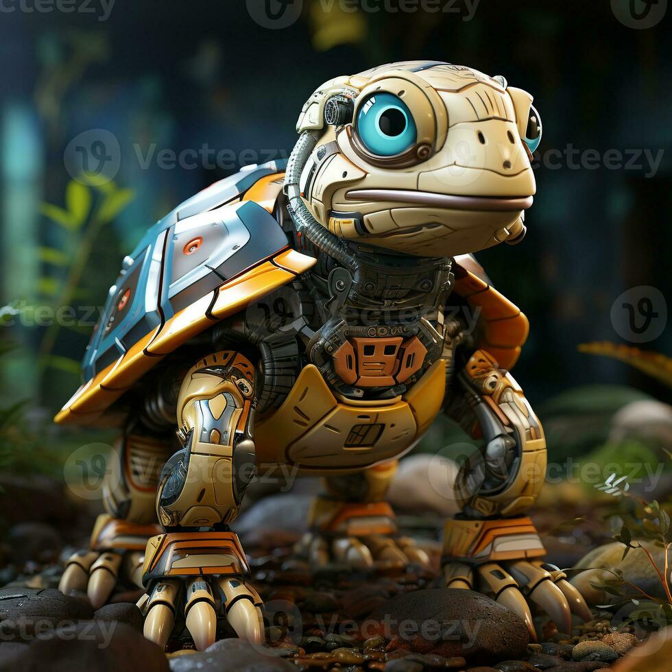 AI generated 3d robot turtle photo