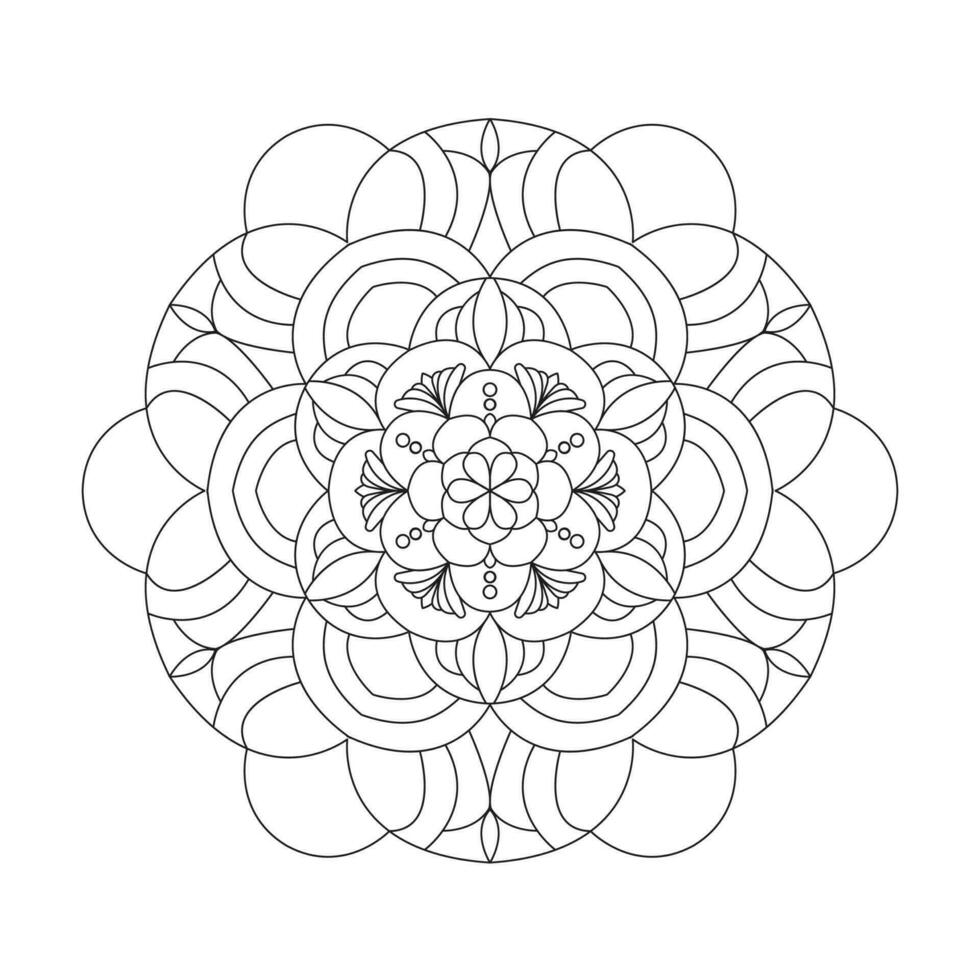 Cosmic Carousel Mandala coloring book interior page for vector