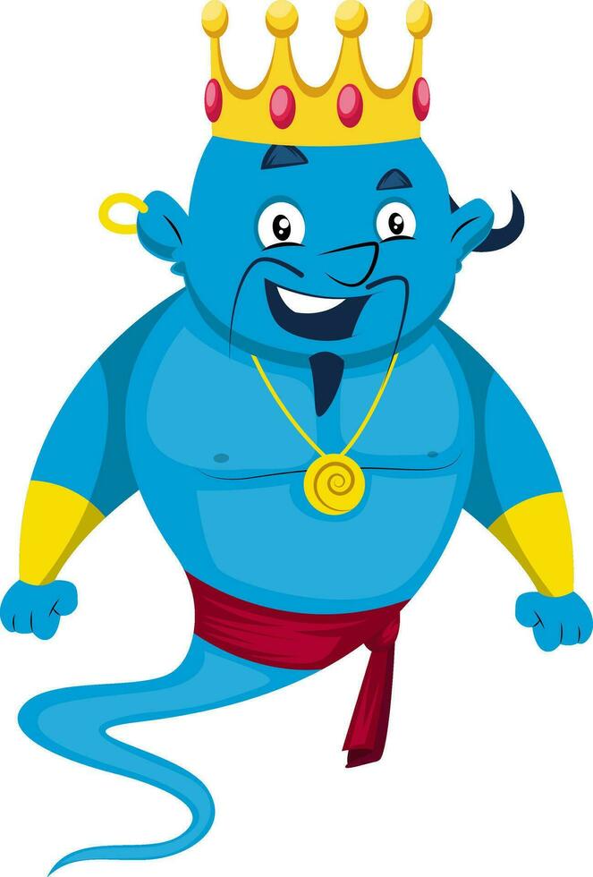 Genie with crown, illustration, vector on white background.