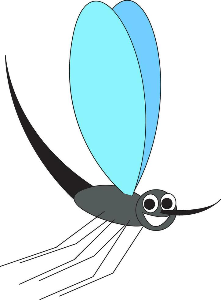 A cartoon tiny laughing mosquito vector or color illustration