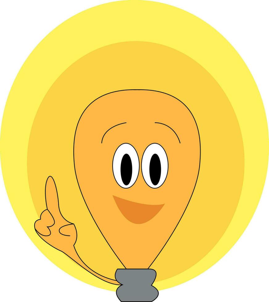 A brown-colored cartoon light bulb laughing vector or color illustration