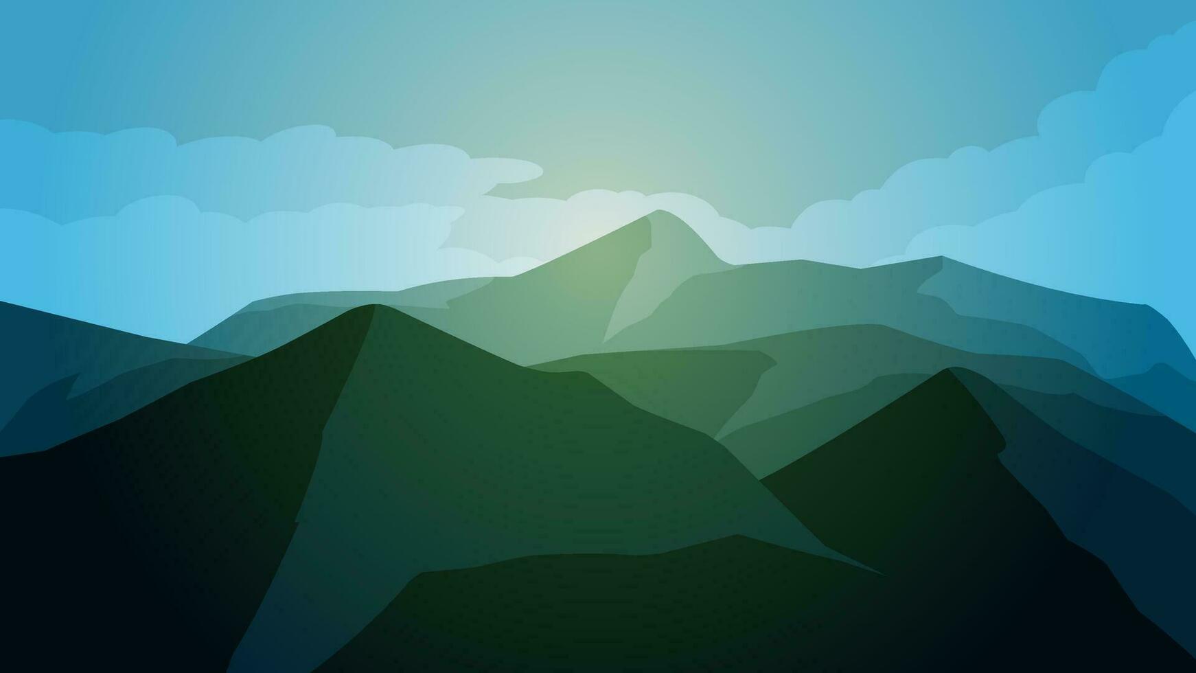 montaña paisaje vector ilustración. paisaje de montaña rango con nublado cielo en el Mañana. montaña panorama para fondo, fondo de pantalla o ilustración