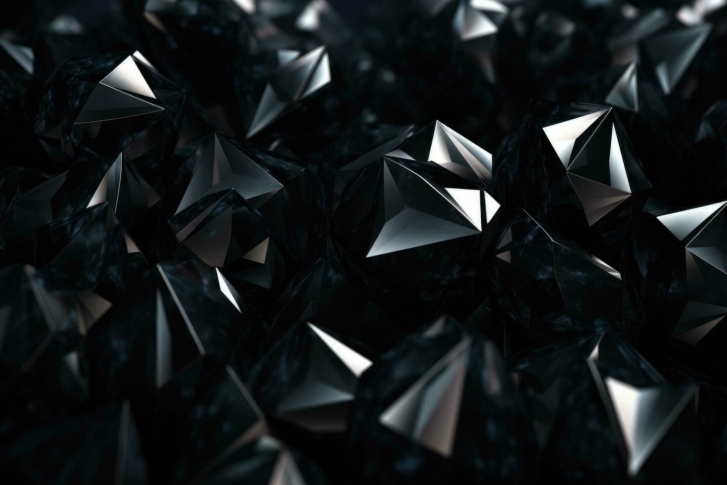 AI generated 3d rendering of a black diamond on a black background. High quality photo, Abstract black crystal background, 3D render, AI Generated photo