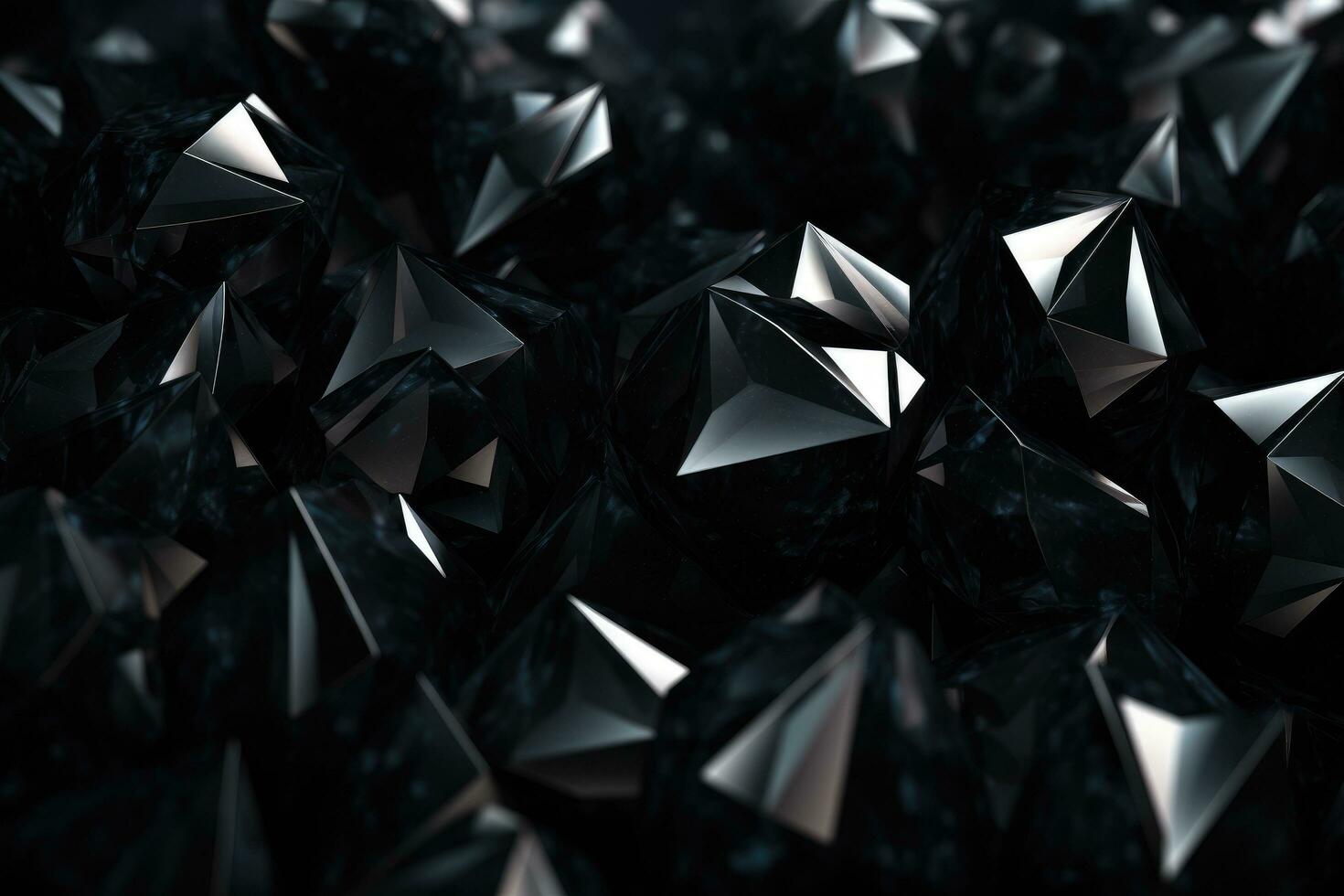 ai generado 3d representación de un negro diamante en un negro antecedentes. alto calidad foto, resumen negro cristal fondo, 3d prestar, ai generado foto