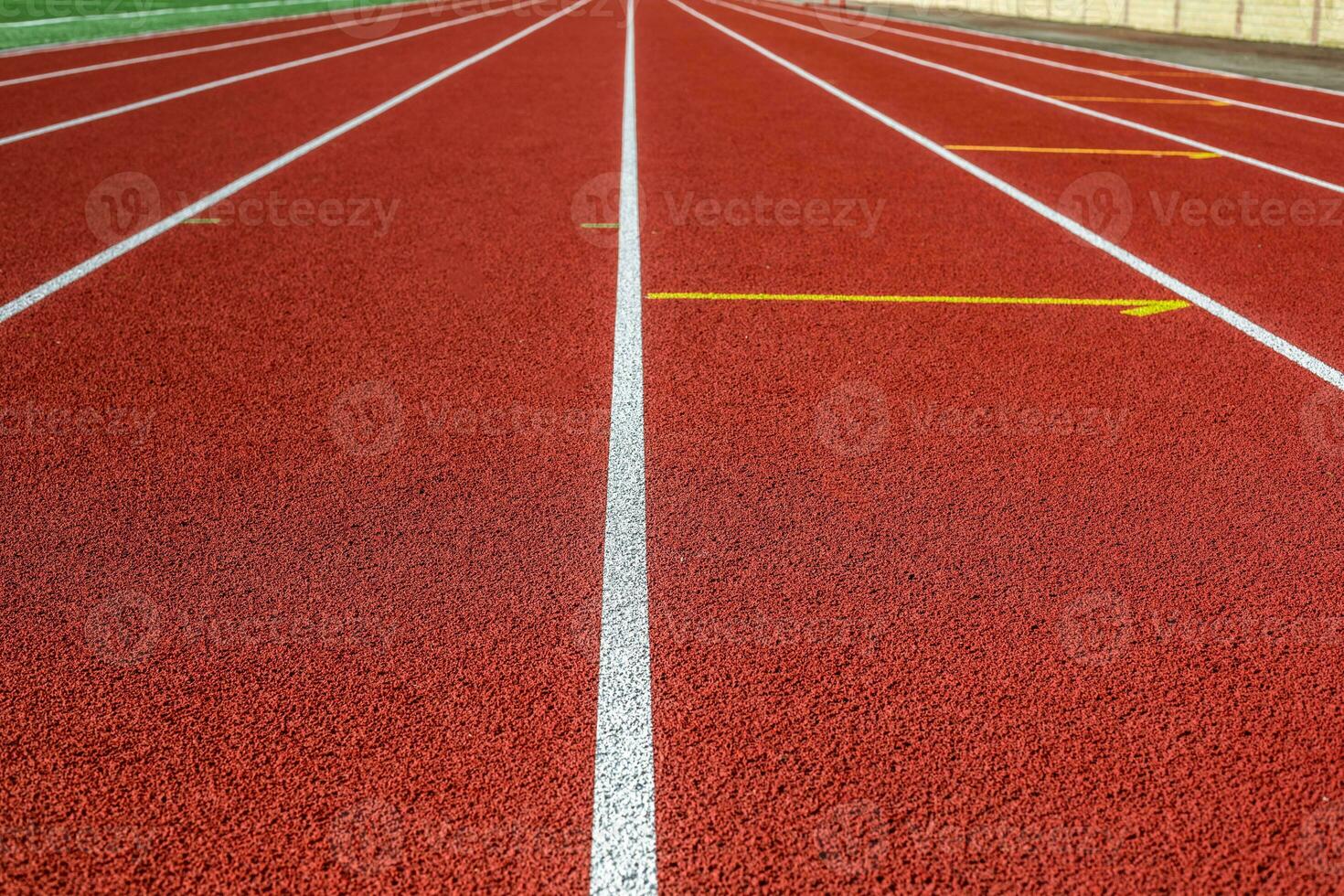 Red treadmill in sport field. photo