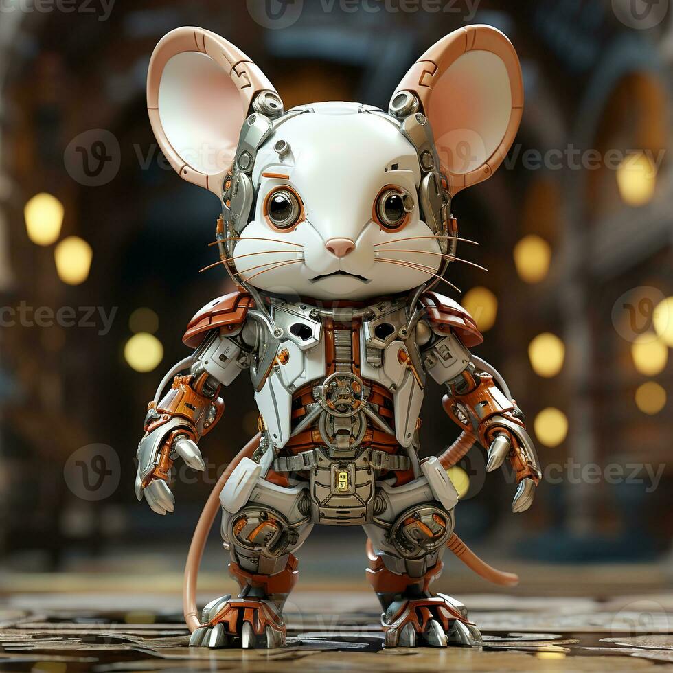 AI generated 3d Robot mouse photo