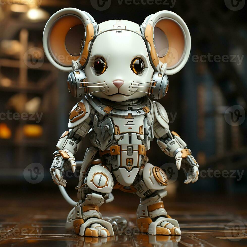AI generated 3d Robot mouse photo