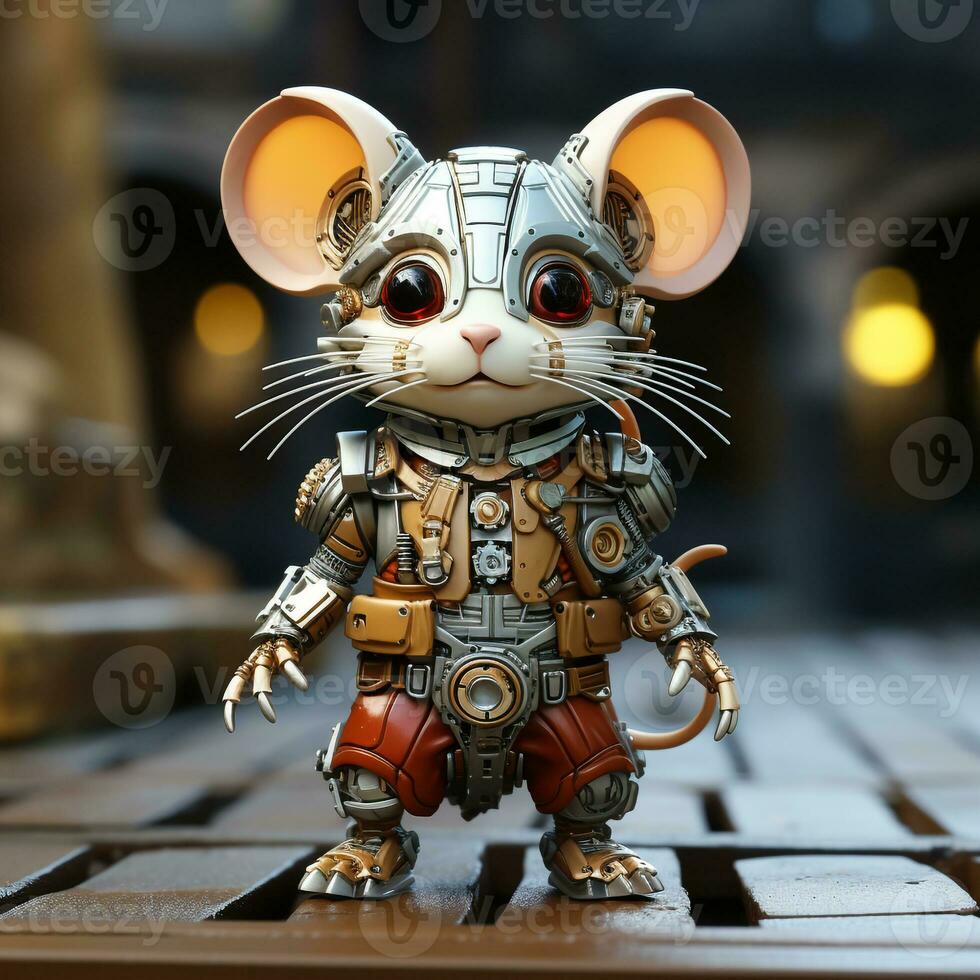 AI generated 3d Robot mouse photo