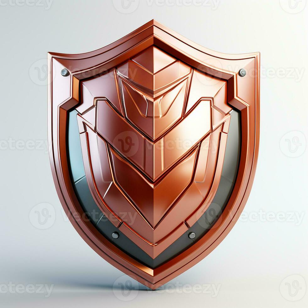 AI generated 3d shield white background photo