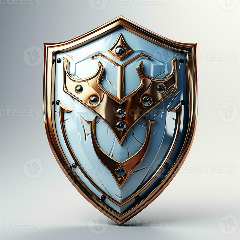 AI generated 3d shield white background photo