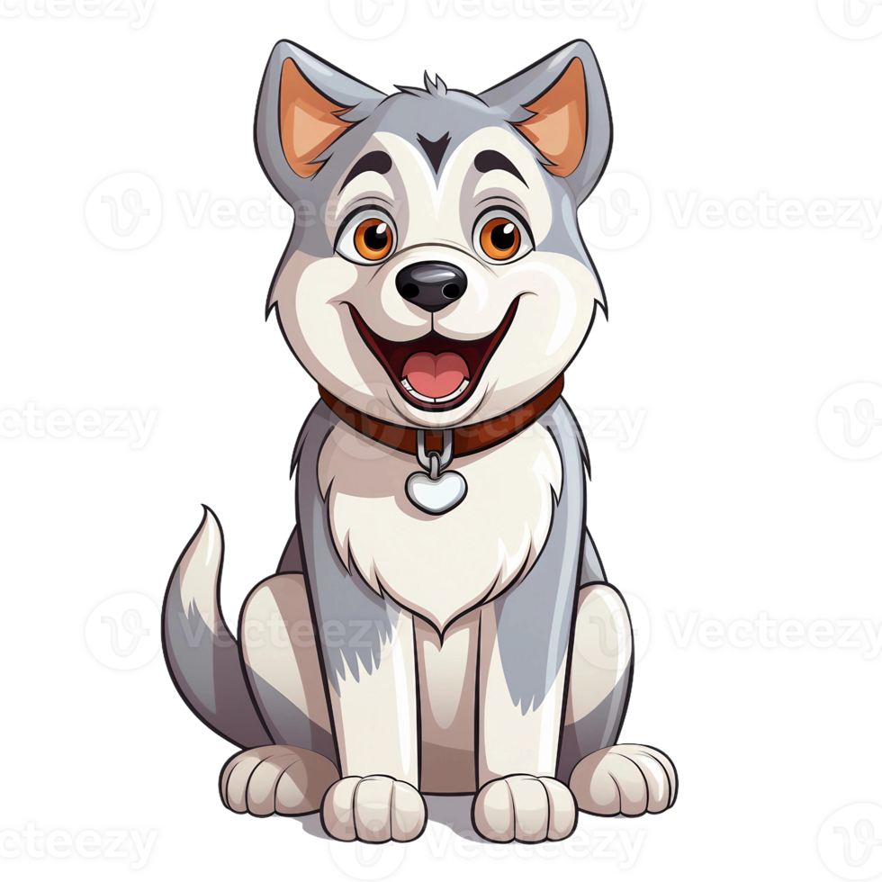 AI generated Husky Dog Illustration - Cute Canine Companion in a Playful Outdoor Scene png