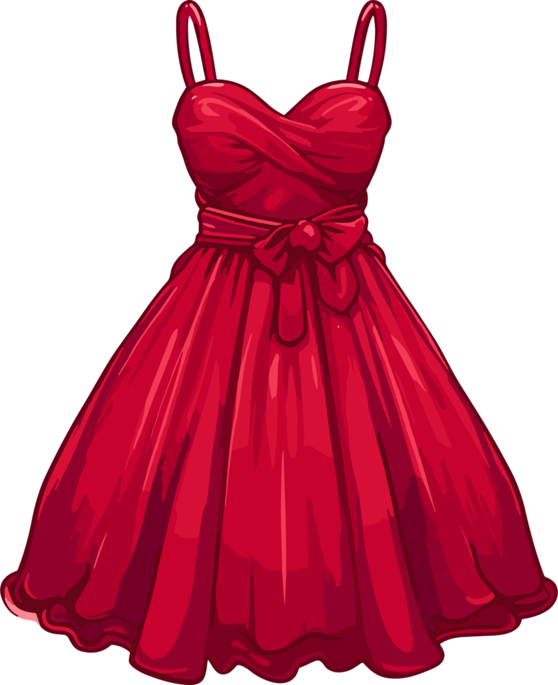 AI generated illustration of a red dress no background .,ai generated