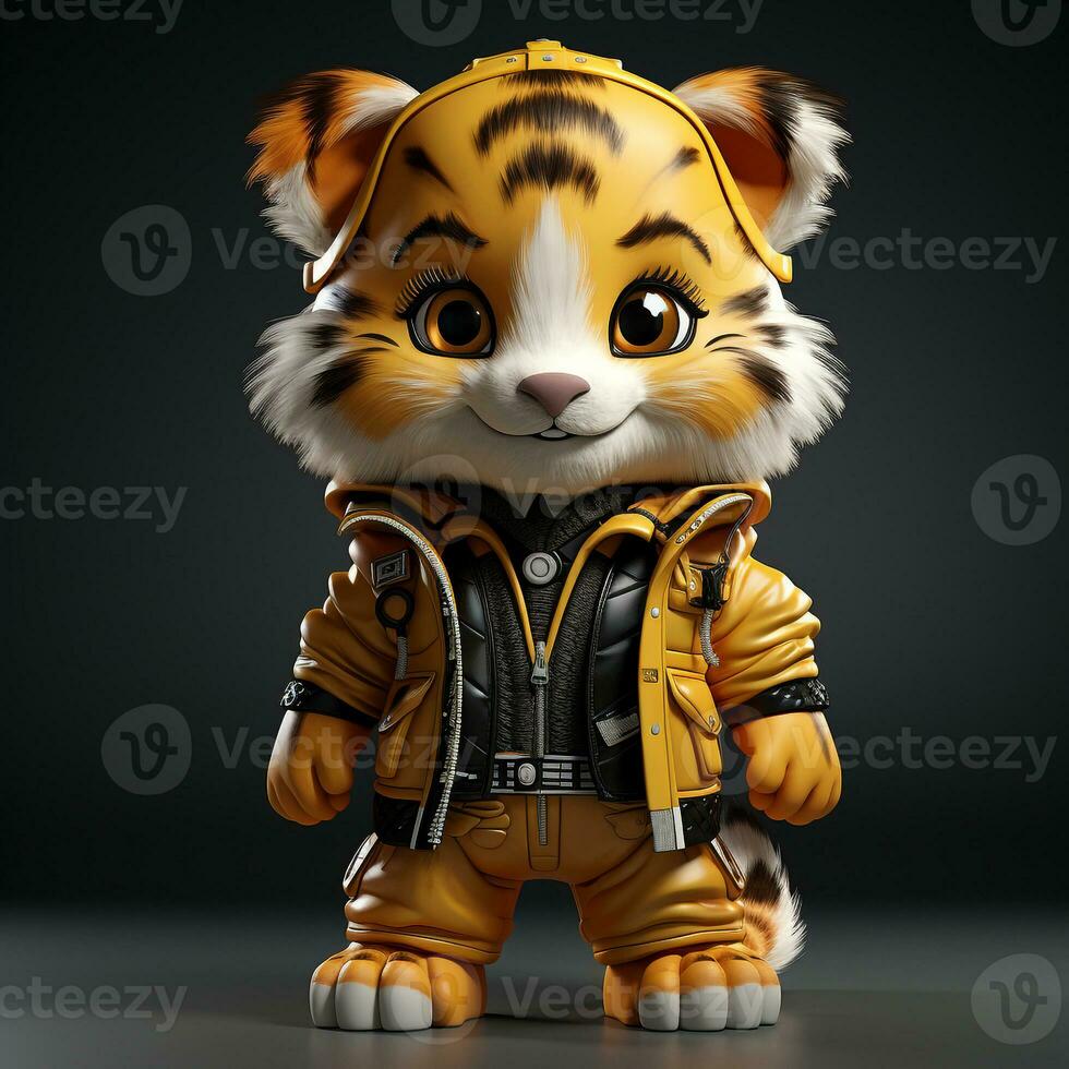 AI generated 3d tiger wearing clothes photo