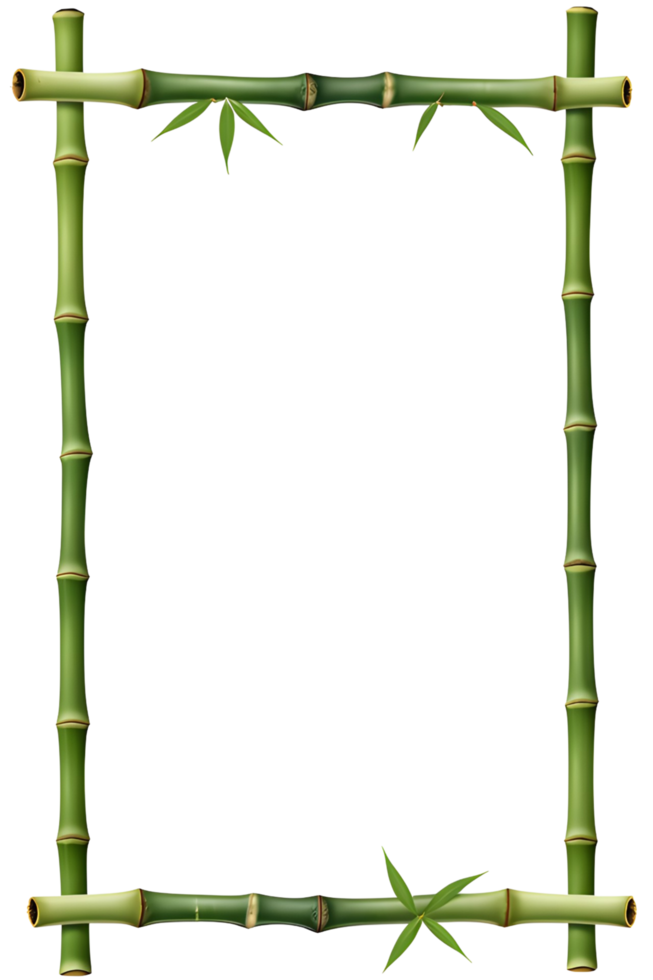 AI generated Bamboo frame border PNG transparent background