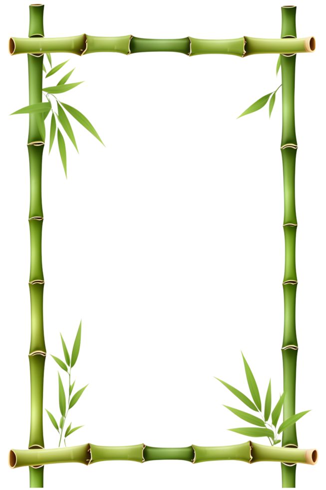 AI generated Bamboo frame border PNG transparent background