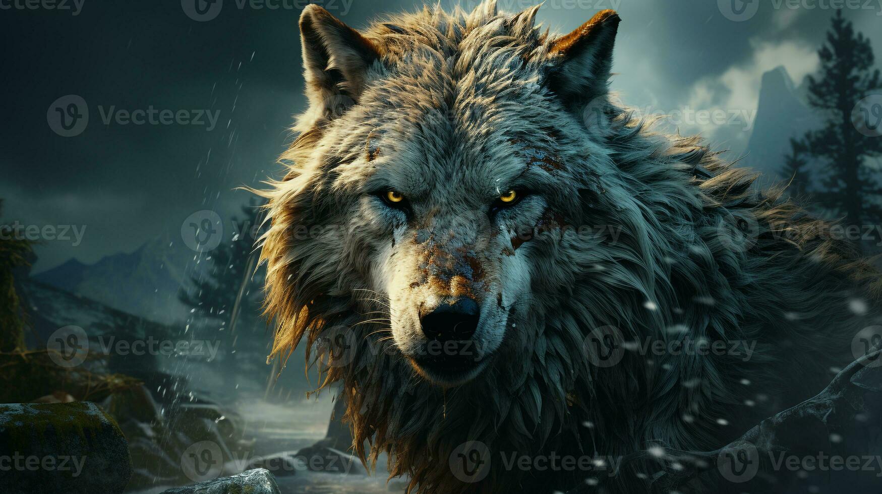 AI generated amazing wolf wallpaper photo