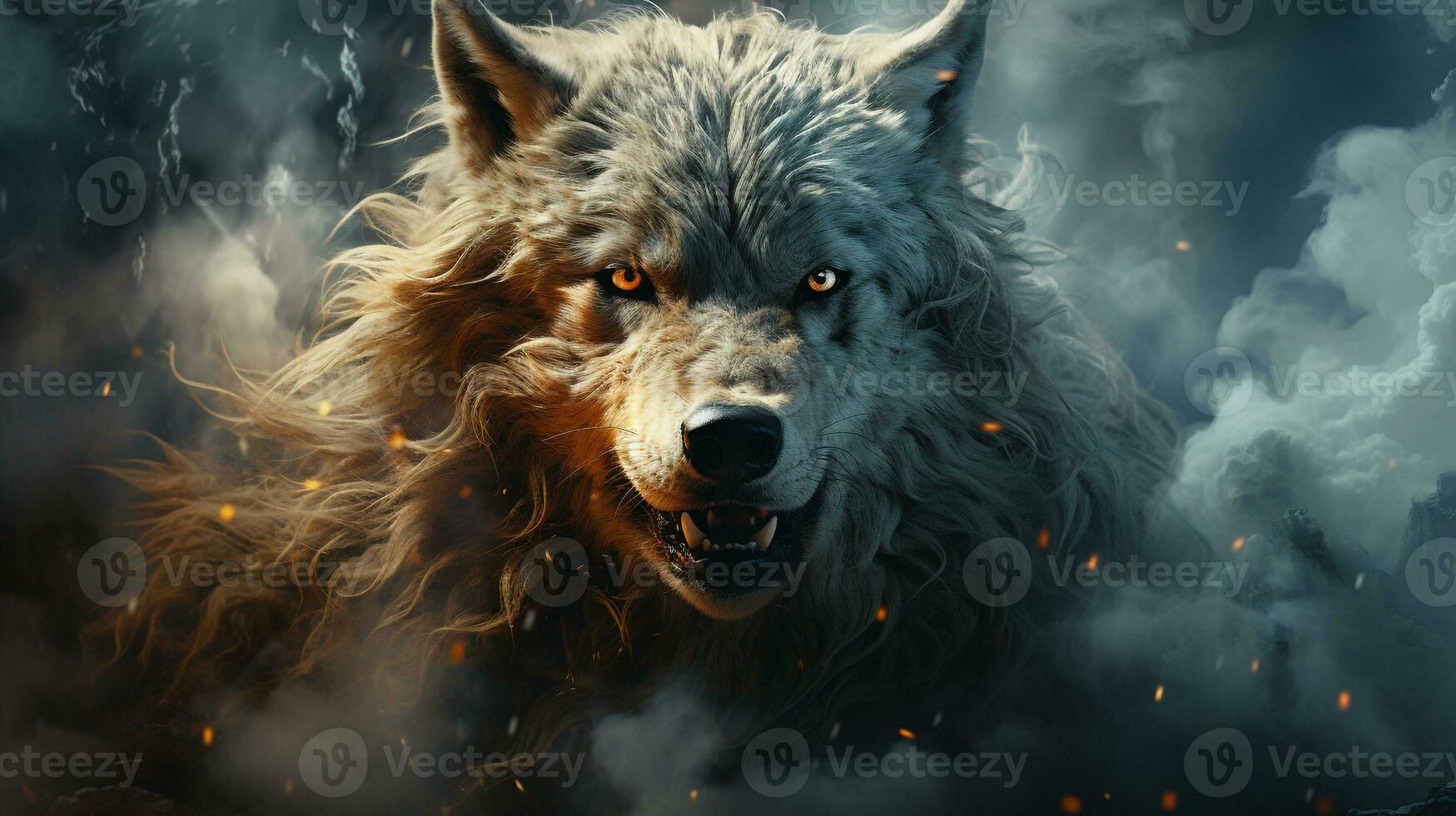 AI generated amazing wolf wallpaper photo