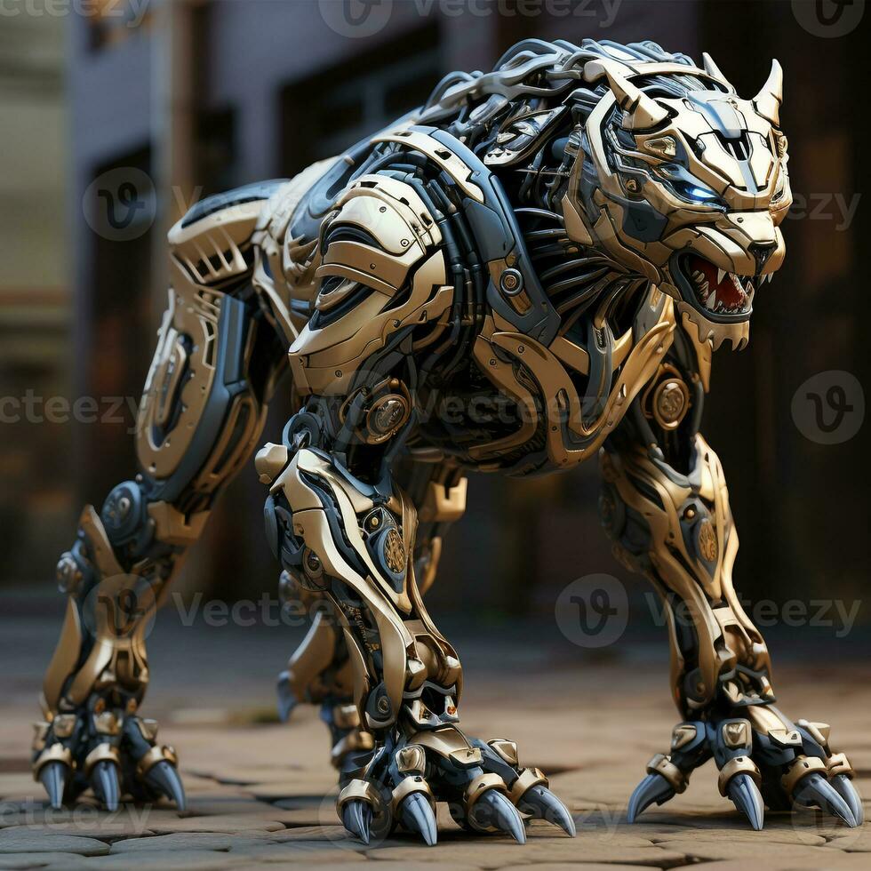 AI generated 3d robot panther photo