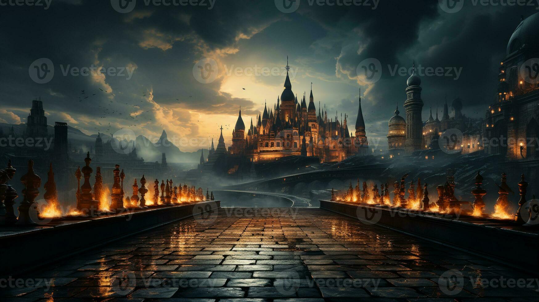 AI generated chess game background photo