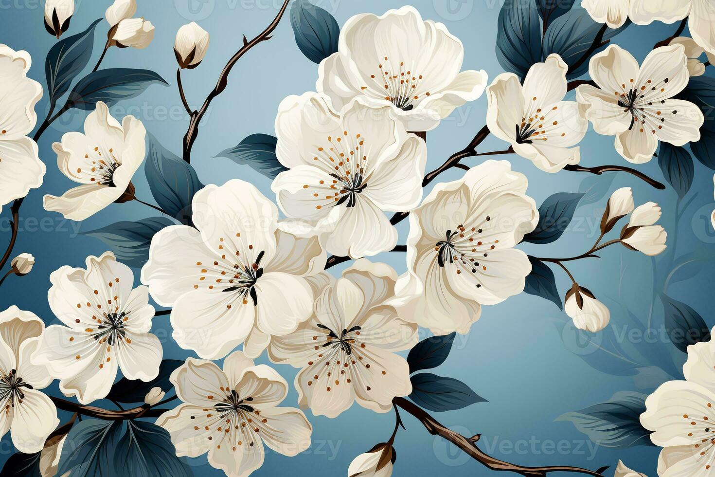 AI generated a beautiful and intricate illustration of purple roses. The roses are in various stages of bloom and are surrounded by detailed leaves and petals. photo