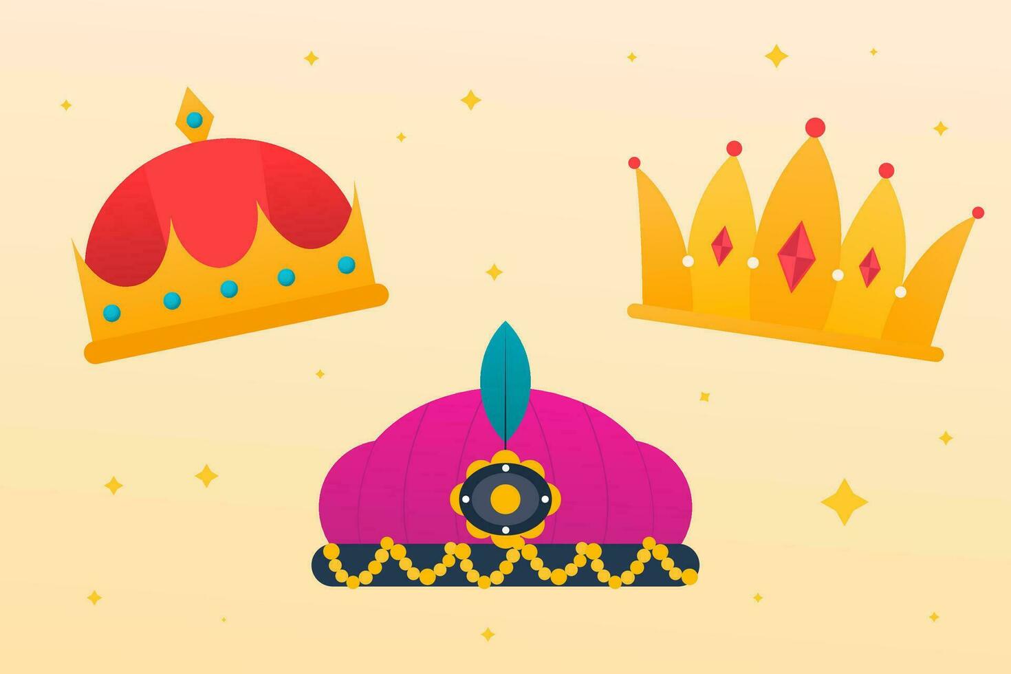 gradient reyes magos crowns illustration vector design