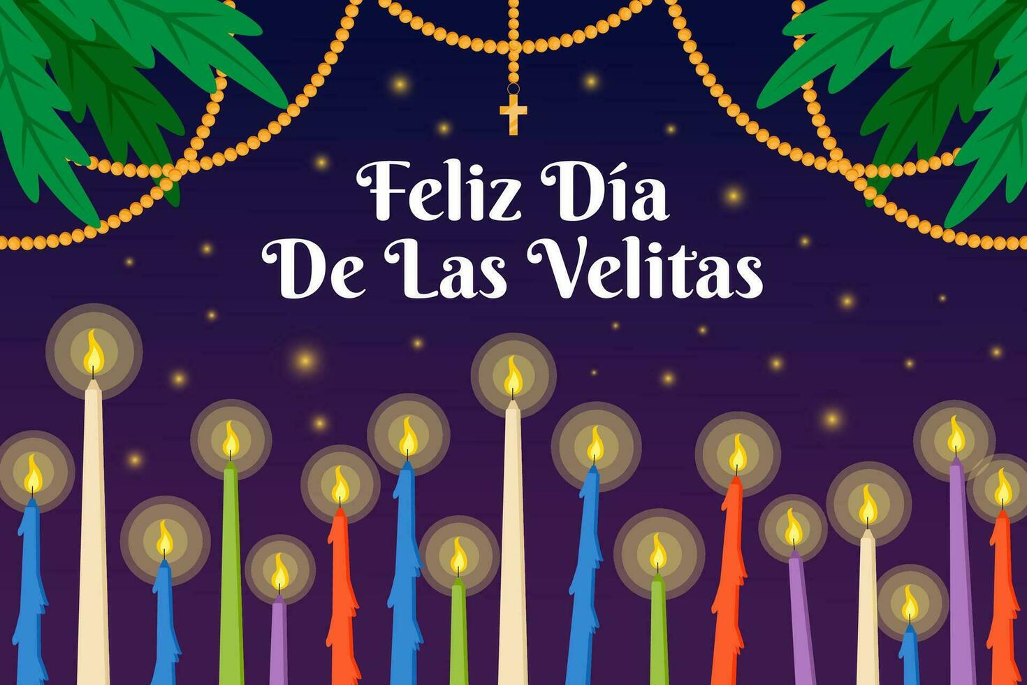 Feliz Dia De Las Velitas background illustration in flat design style vector
