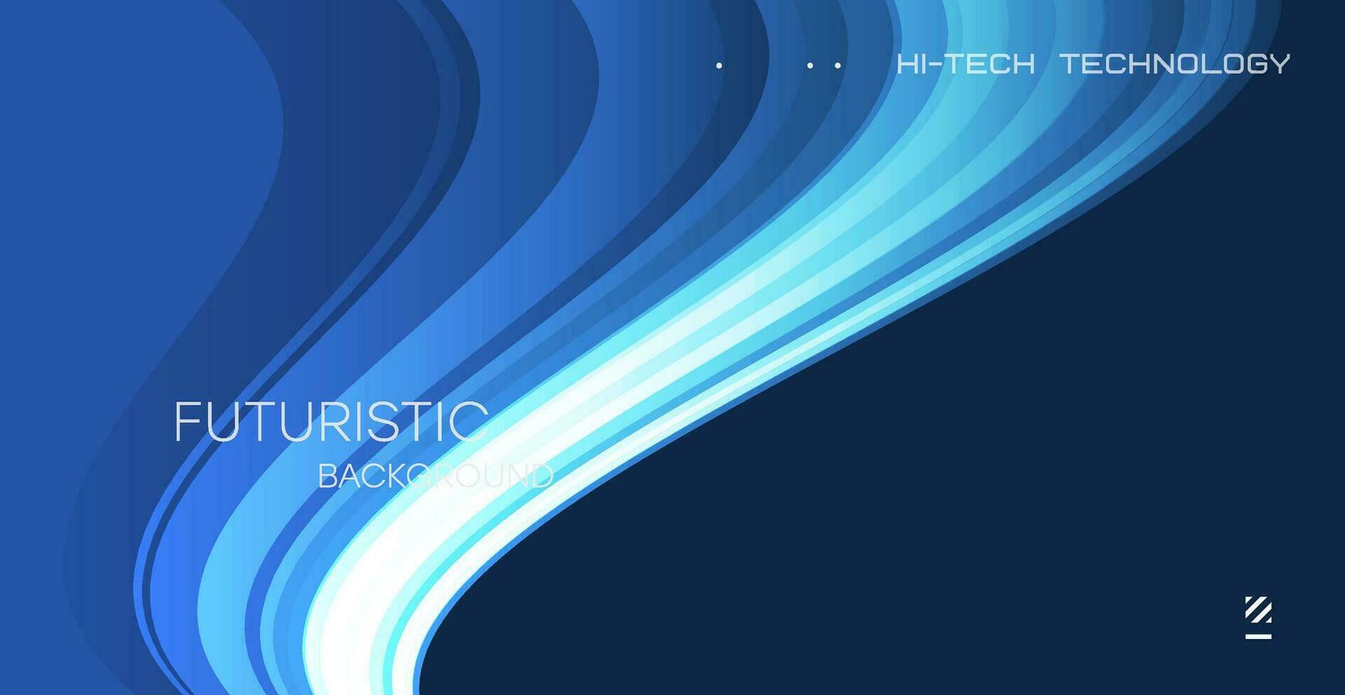 Abstract dynamic composition of bright lines forming movement of a stream, futuristic blue background with graphic design elements. vector