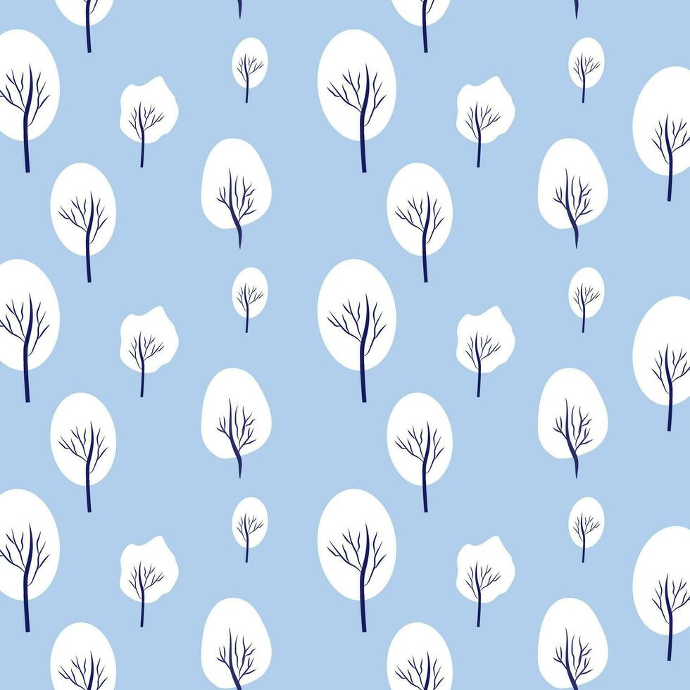 Snowy trees pattern design with forest Concept of active recreation. Happy winter holidays. Vector, illustration vector