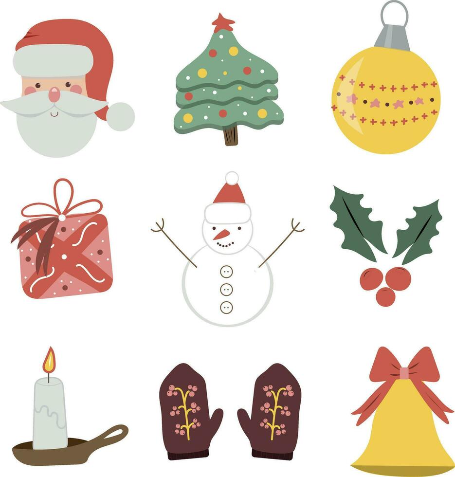 Christmas set of icons for new year vector