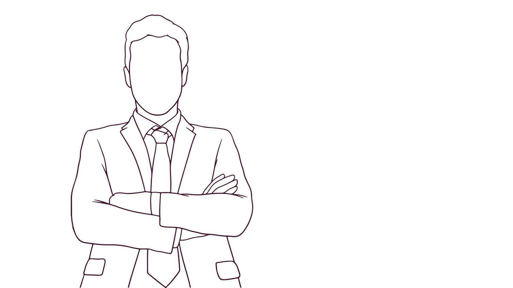 succesfull businessman with crossed arms, hand drawn style vector illustration