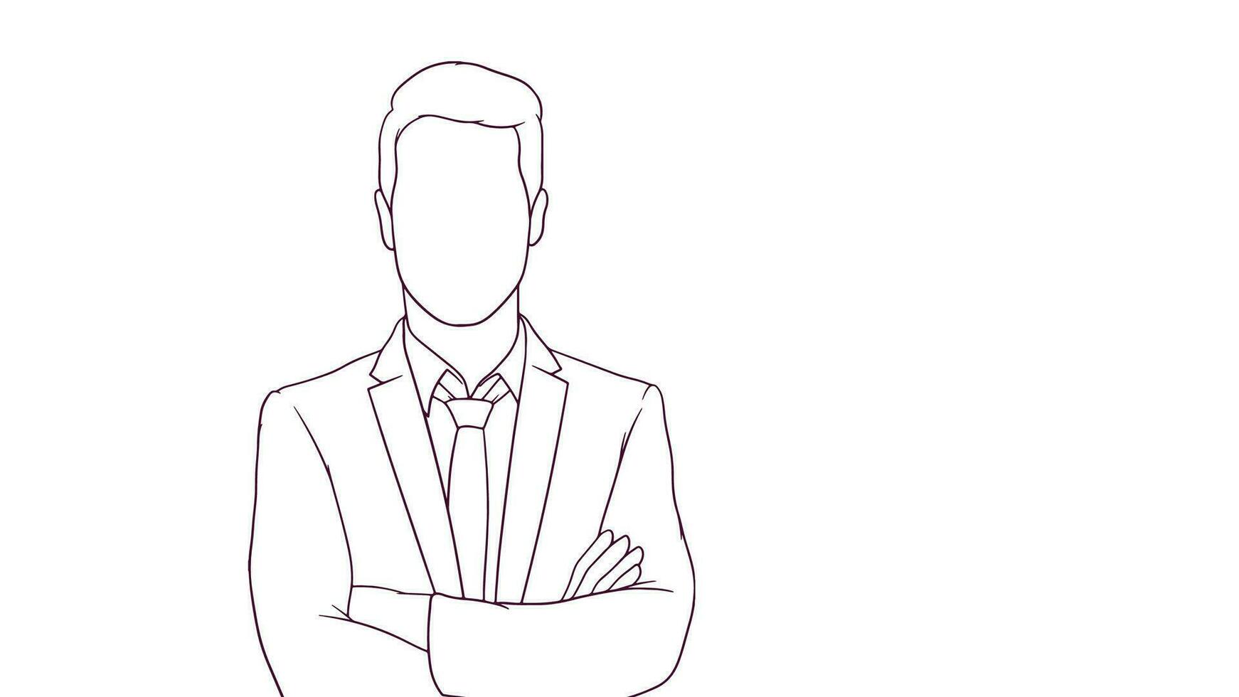 succesfull businessman with crossed arms, hand drawn style vector illustration