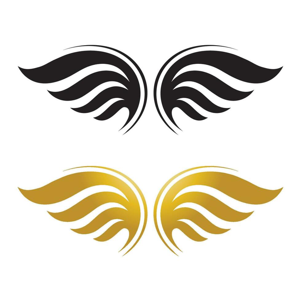 Wings gold and black bird  logo vector illustration template