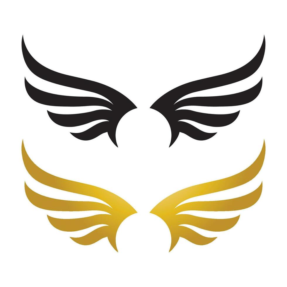 Wings gold and black bird  logo vector illustration template