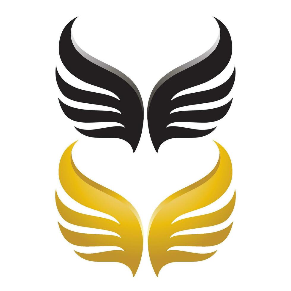 Wings gold and black bird  logo vector illustration template
