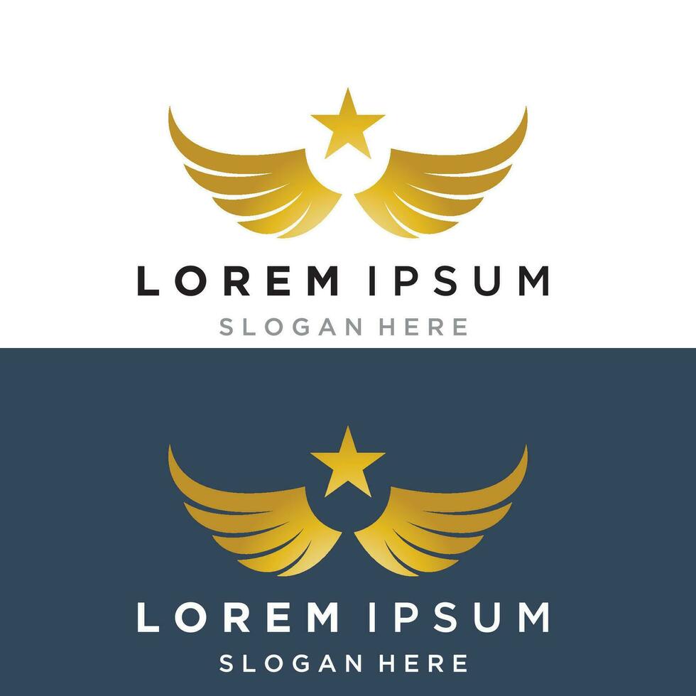 wings gold logo vector illustration template-vector