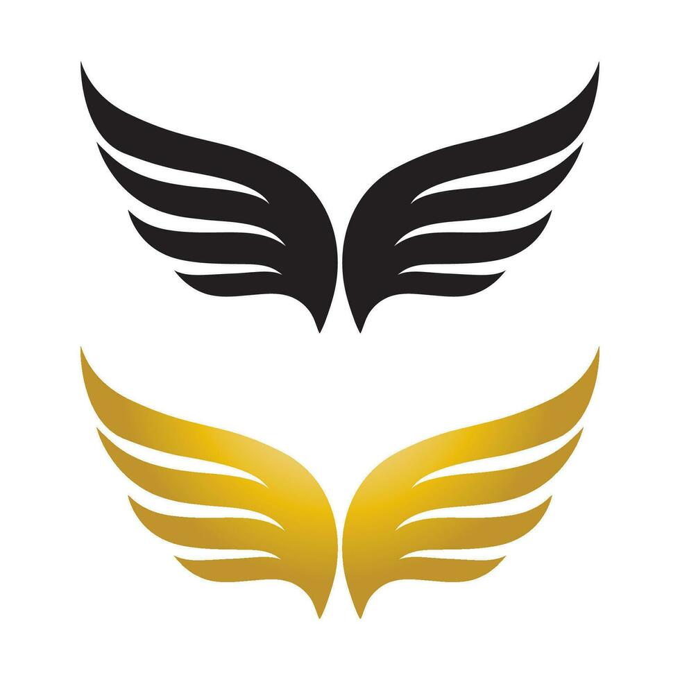 Wings gold and black bird  logo vector illustration template