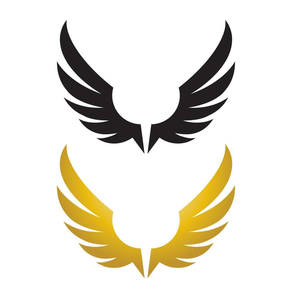 Wings gold and black bird  logo vector illustration template