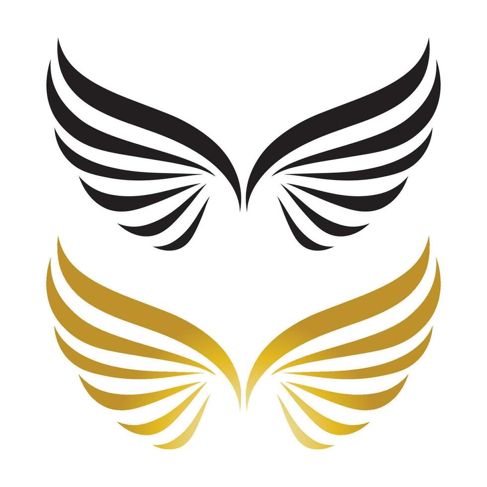 Wings gold and black bird  logo vector illustration template