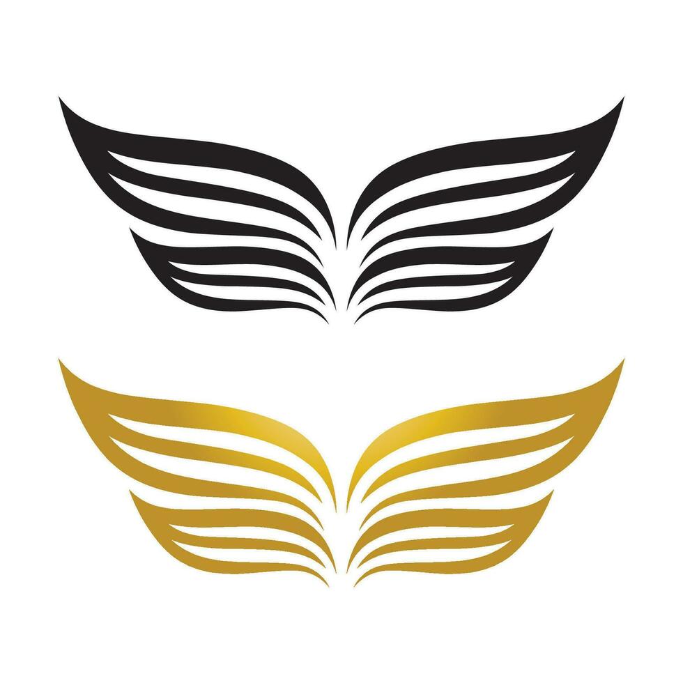 Wings gold and black bird  logo vector illustration template