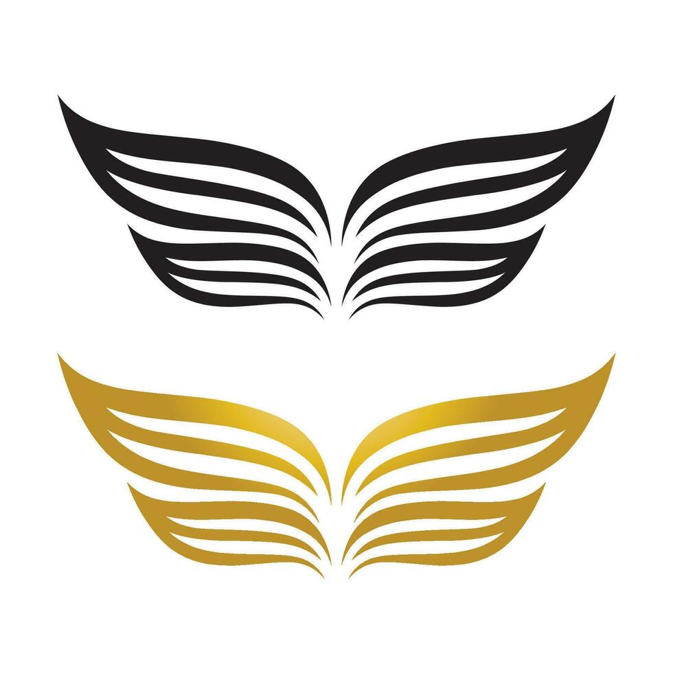 Wings gold and black bird  logo vector illustration template