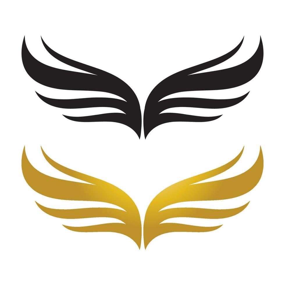 Wings gold and black bird  logo vector illustration template