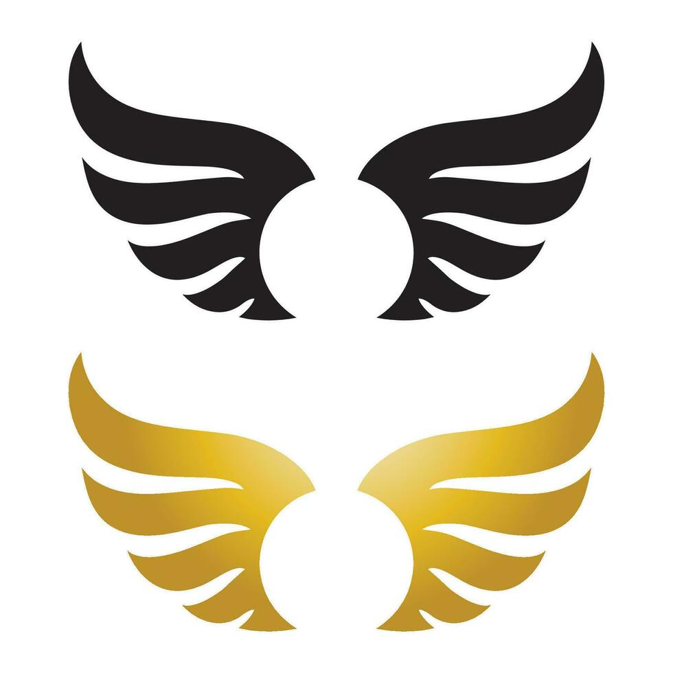Wings gold and black bird  logo vector illustration template