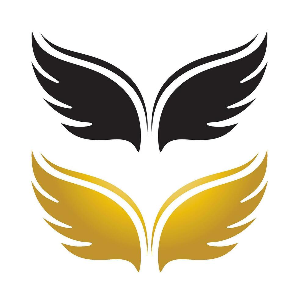 Wings gold and black bird  logo vector illustration template